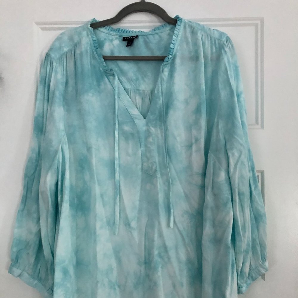 Torrid, tye-dye, peasant blouse